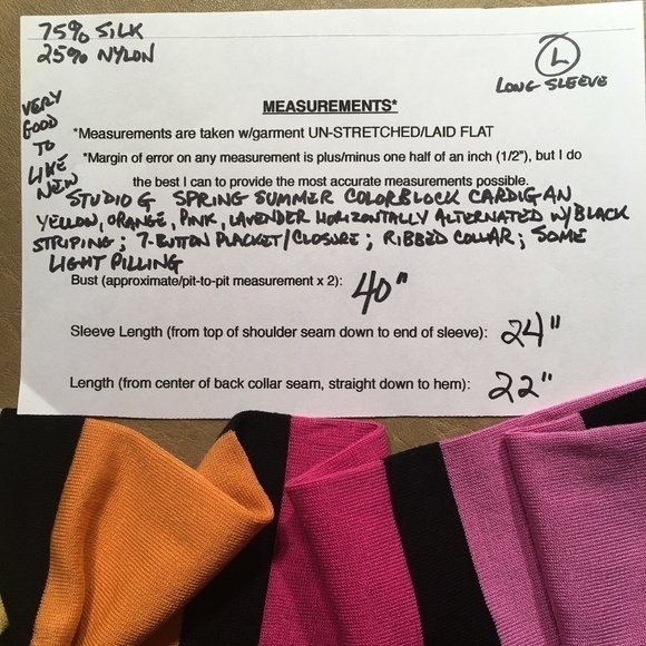 STUDIO G Spring Summer COLORBLOCK Cardigan, Pre-owned, Size L - Picture 8 of 8